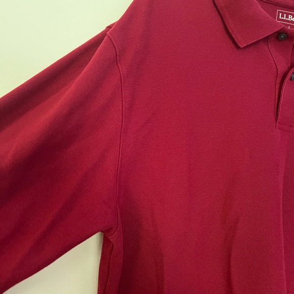 L.L. Bean Mens Maroon Regular Polo Shirt Long Sleeve Classic Large Cotton - Picture 9 of 16